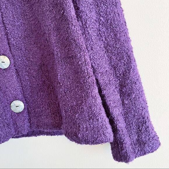 💗 3/$10 💗 WindiRiver Loop Knit Button Front Cardigan Purple Medium EUC - Picture 5 of 14